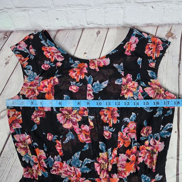 Halogen Pleated Black‎ Floral Dress 8 - Picture 7 of 9